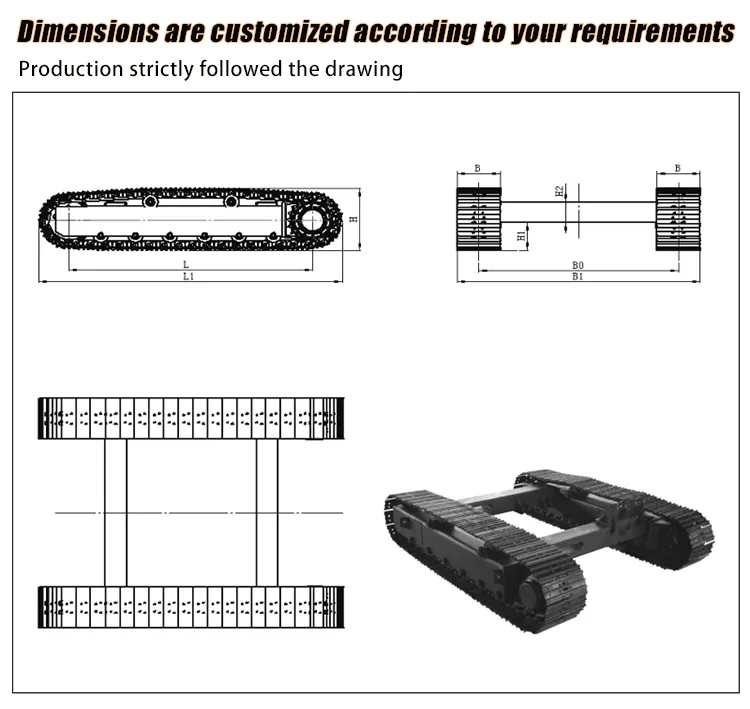 0.5 Ton to 50 Ton Rubber Steel Undercarriage Assembly for Excavator Garden Machine