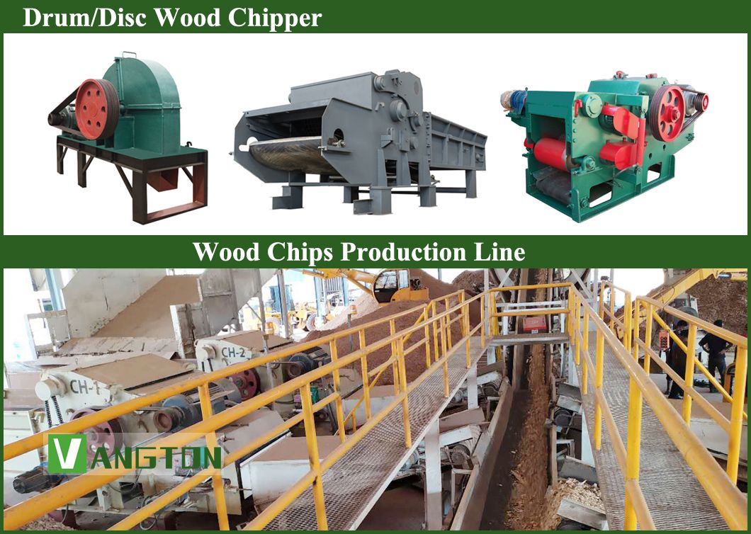 2-20tph Log Branch Pallet Wooden Box Chipping Drum Type Wood Chipper Machine