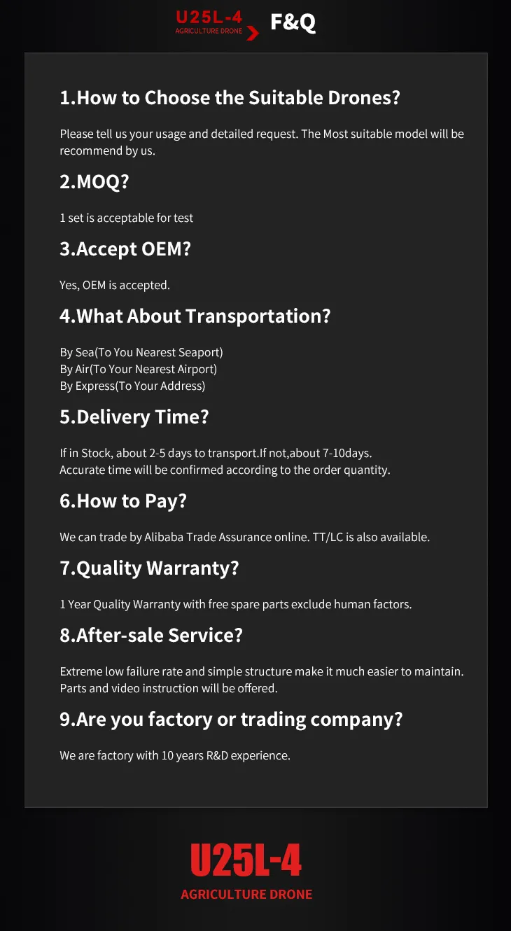 25L High Quality Sprayer Drone with Multirotor Drone6-12s