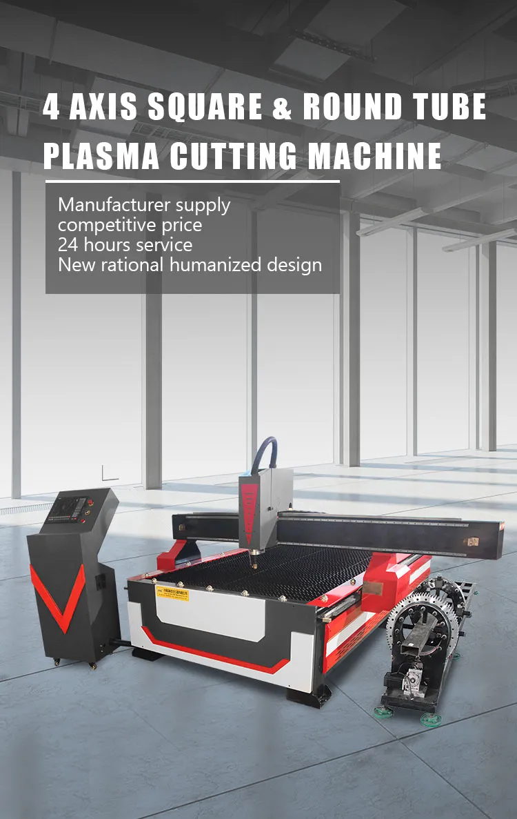4 Axis CNC Plasma Cutter 63A 100A 160A 200A Steel CNC Plasma Cutting Machine with Rotary for Metal Sheet Plate Square Round Tube