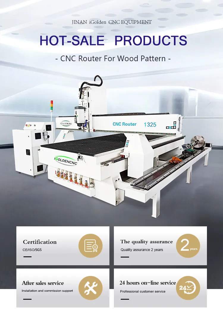 4 Axis Rotary 3D Wood Cylinder Engraving CNC Router Vacuum Table 1325 Woodworking Machine Carving CNC Engraver