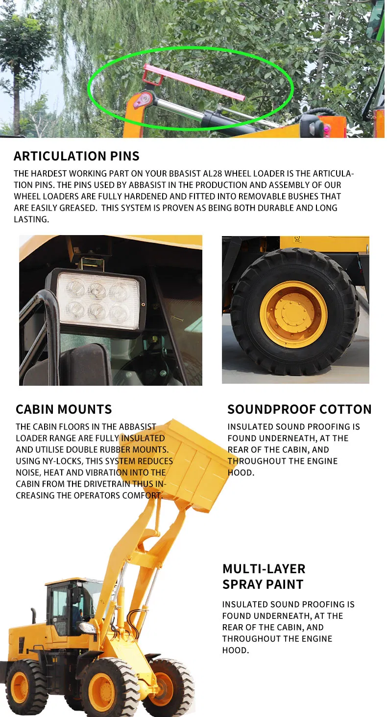 Abbasist Brand zl28 2.8 ton Hoflader Heavy Radlader 2800kg for Construction Work
