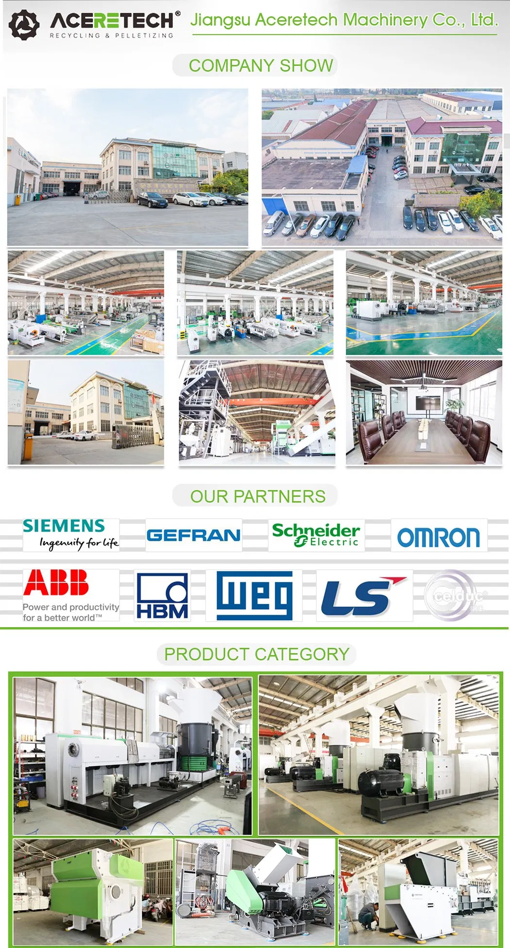 Aceretech Easy to Operate Conical Twin Screw PE PP Woven Bag Recycling Pelletizing Extruder Machine