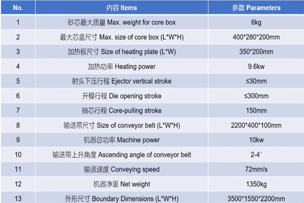 Automatic Core Shooting Machine with Nylon Conveyer Belt Dl-361-a-01