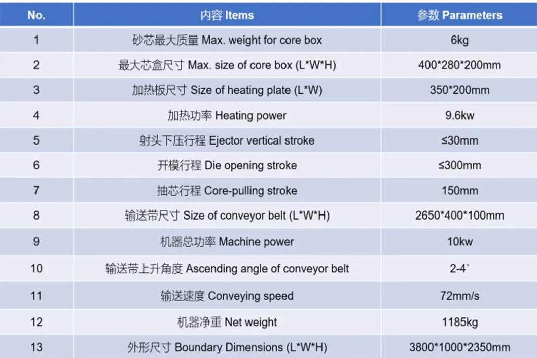 Automatic Core Shooting Machine with Nylon Conveyer Belt Dl-361-a-01