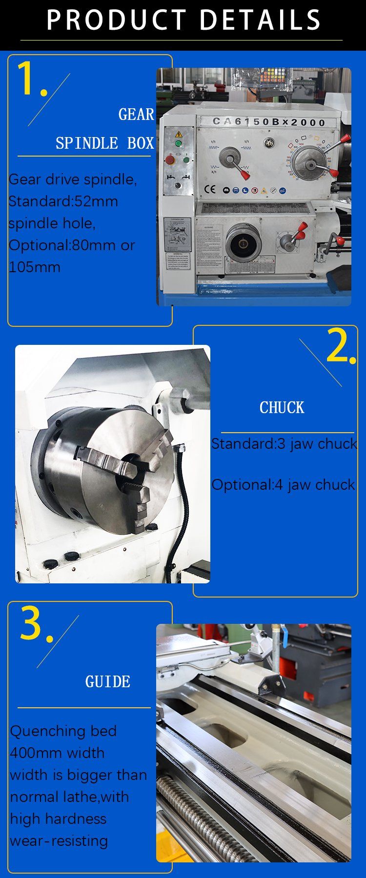 Ca6140 Ca6150 Ca6160 Horizontal Parallel Manual Universal Metal Lathe Machine