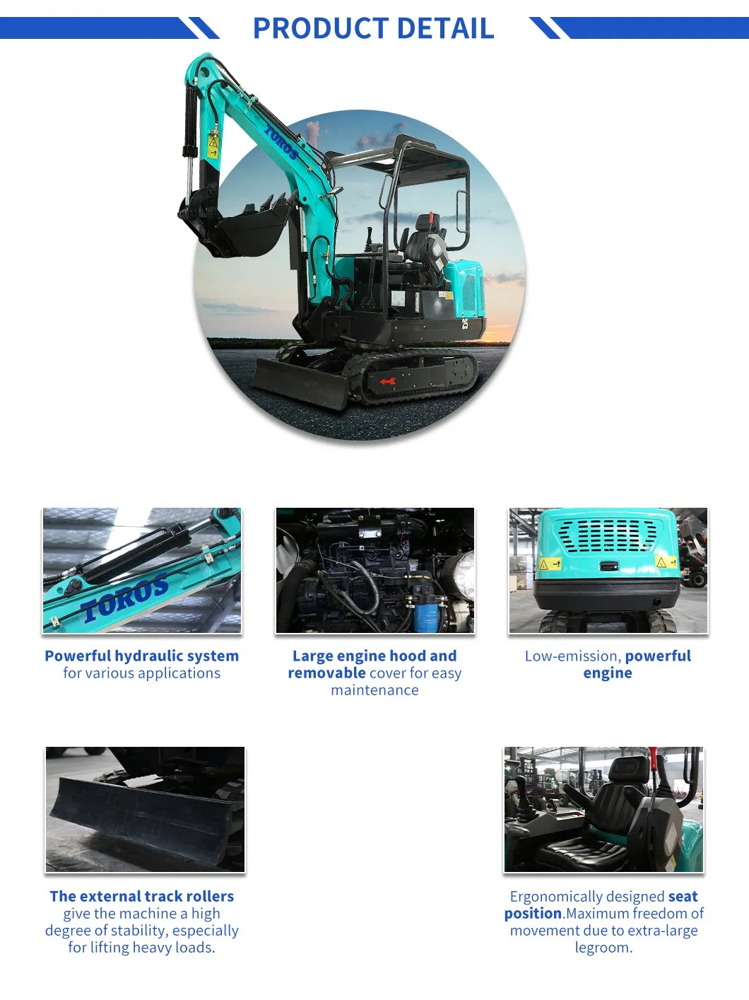 China Digger Machine Mini Tractor Excavator 2.2ton Excavator for Sale