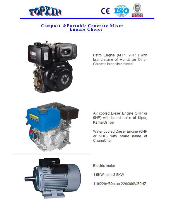 Cm400 China Hot Gasoline or Diesel Engine Concrete Cement Mixer
