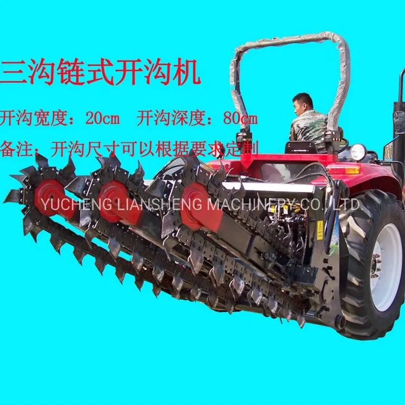 Ditching Depth 2m Chain Trencher Heavy Trenching machine for Wheel Tractor
