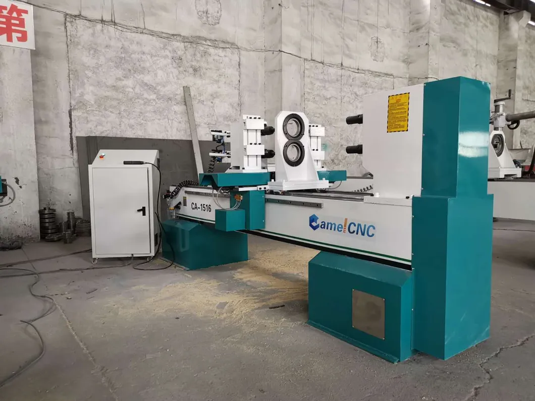 Double-Tool Holder CNC Wood Turning Lathe Machine with Horizontal Spindles