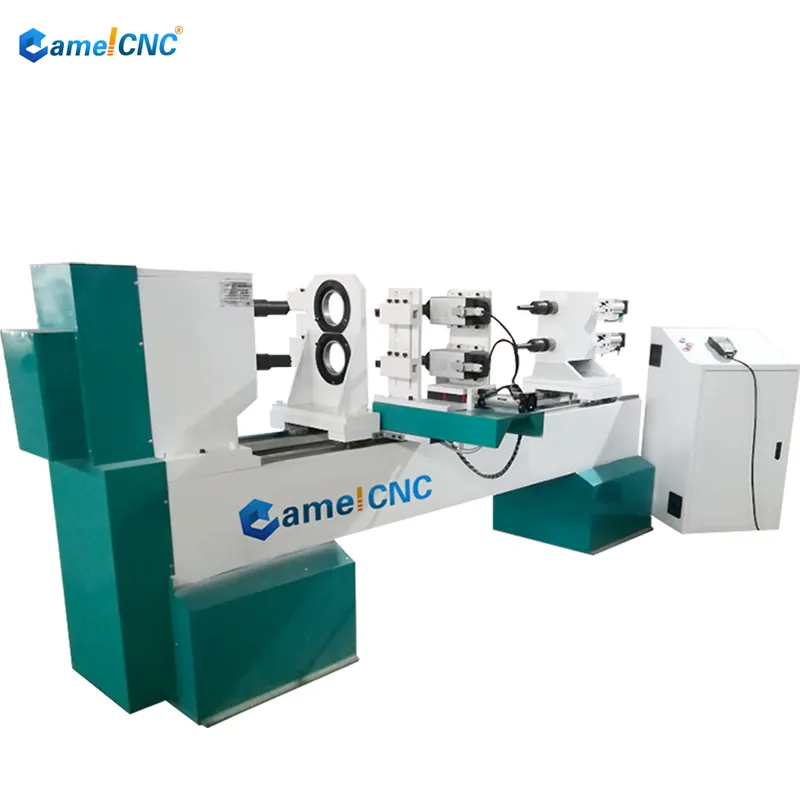 Double-Tool Holder CNC Wood Turning Lathe Machine with Horizontal Spindles