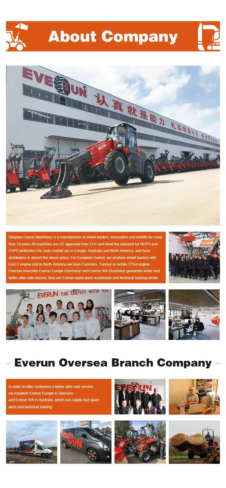 Everun Er1000 1ton CE Hydraulic Tier4 Engine Mini Loader Wheel Loader