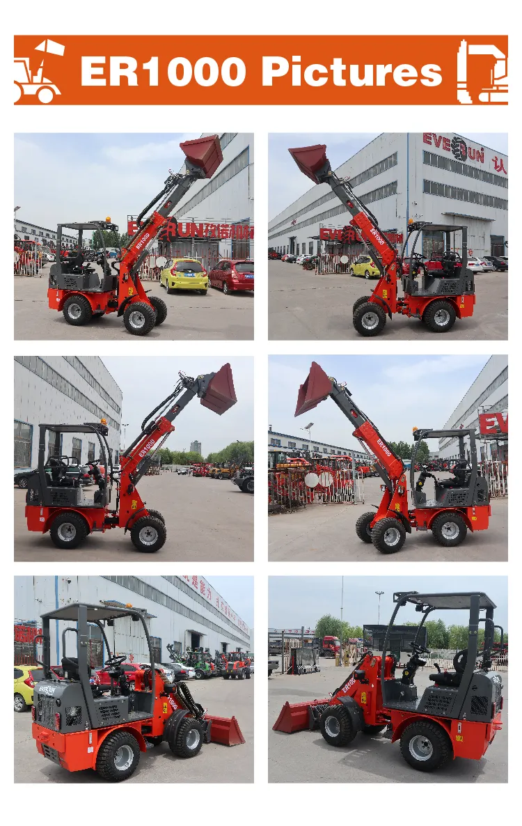 Everun Er1000 1ton Front Discharge European Grapple Forks Construction Machine Wheel Loader
