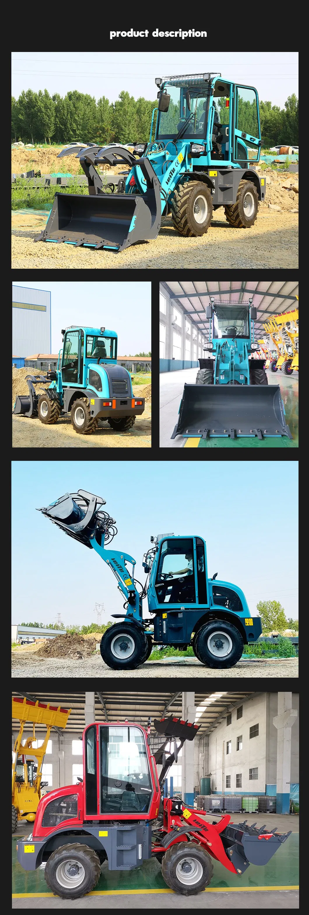 Factory Direct 2 Tons 920 4WD Hydraulic Front Wheel Loader with Snow Blade