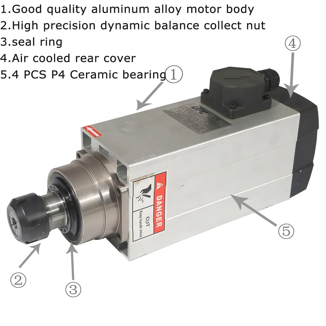 High Grade CNC Router 4.5kw Spindle Motor with Flange Air Cooled Er 32