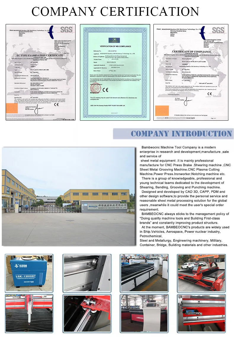 Hypertherm 65A/105A/125A/200A CNC Plasma Cutter Machine for 20mm Metal Cutting