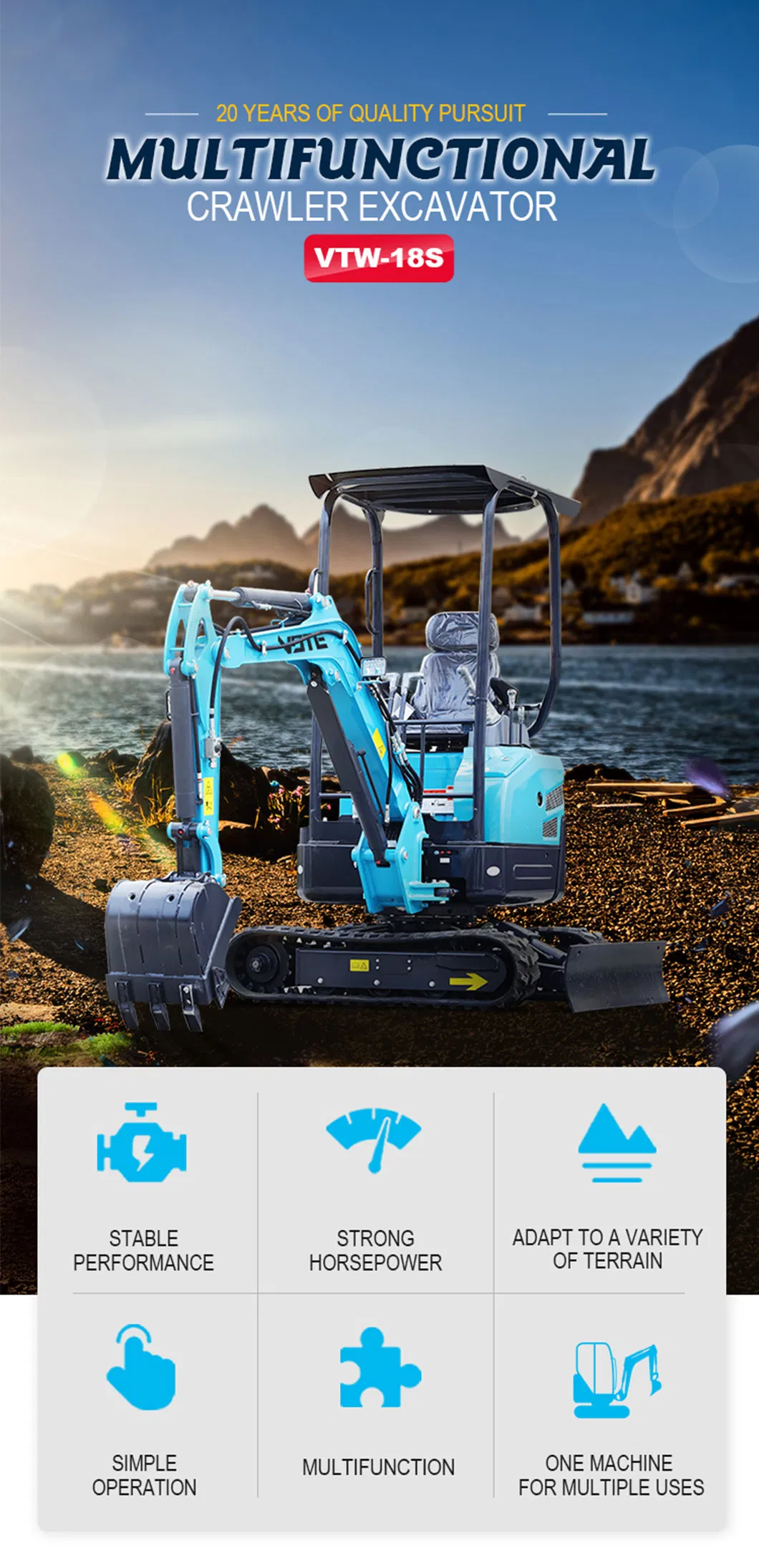 New Products for Sale 1780kg Chinese Excavator Daftar Harga Excavator Mini Digg Farm Agricultural Small Mini Excavator Cheap Price