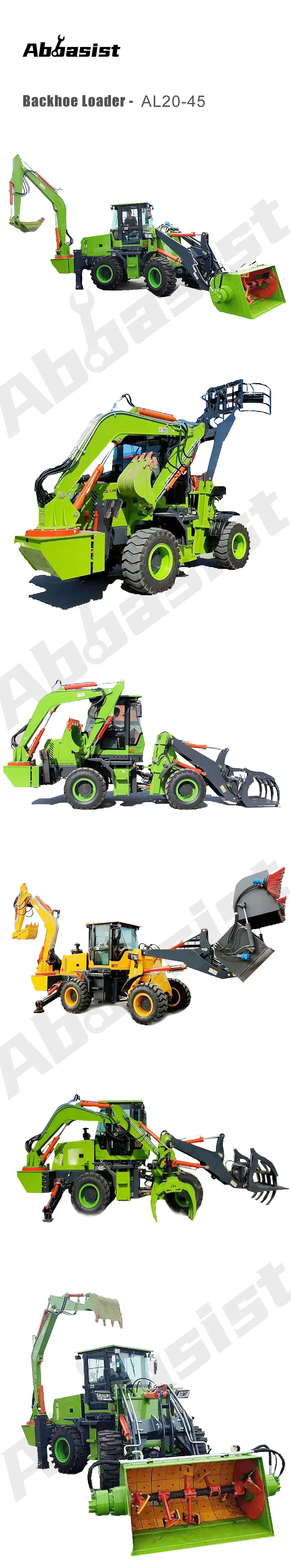 OEM ISO CE Abbasist AL20-45  Mini Front Backhoe Loader and Digger  Retroescabadora