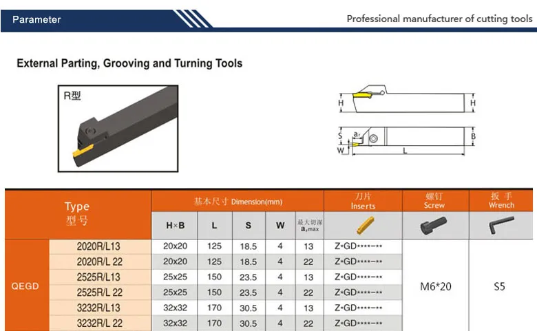 Qegd Parting & Grooving Tool Holder for CNC Lathe Machine