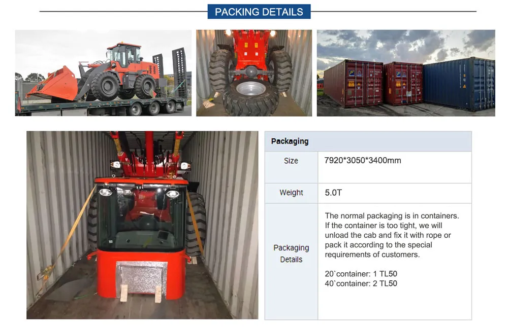 Titan Wheel Loader 5ton RC Front Loader Tl50 Front End Loader Earth Moving Truck Tractor with 4 in 1 Bucket